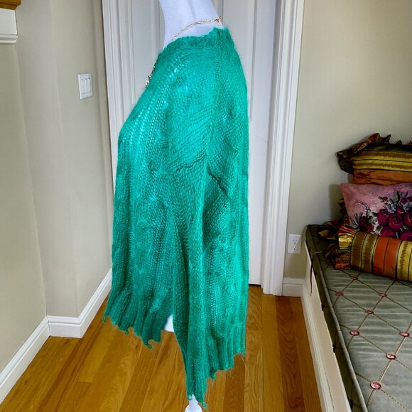 Anthropologie Sweater Wool Green Open Weave Posey Stitchy (S) - Picture 2 of 7